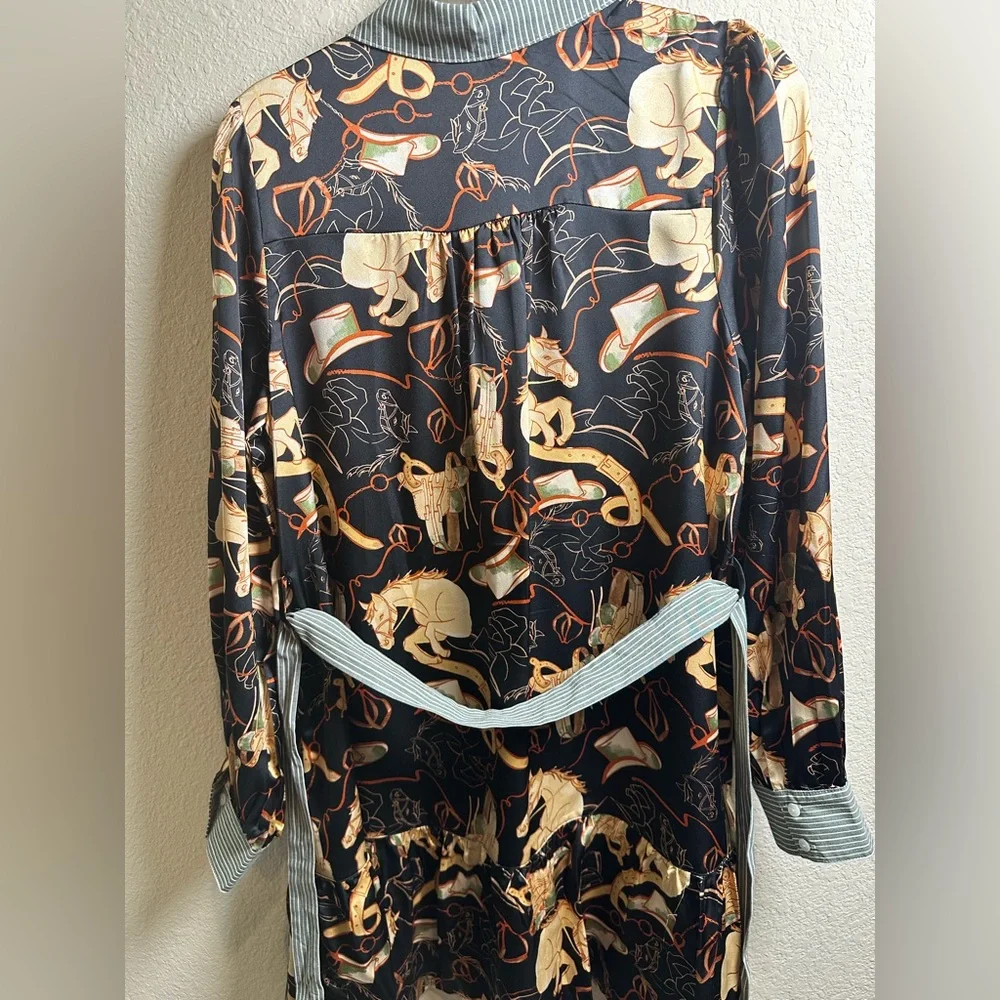 Black and Gold Western Patterned Shirt Dress - NWT - Picture 4 of 8
